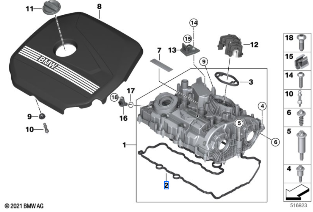 Genuine BMW B38N Rocker Cover Gasket