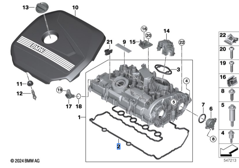 Genuine BMW B48N / B48P / B48R Rocker Cover Gasket