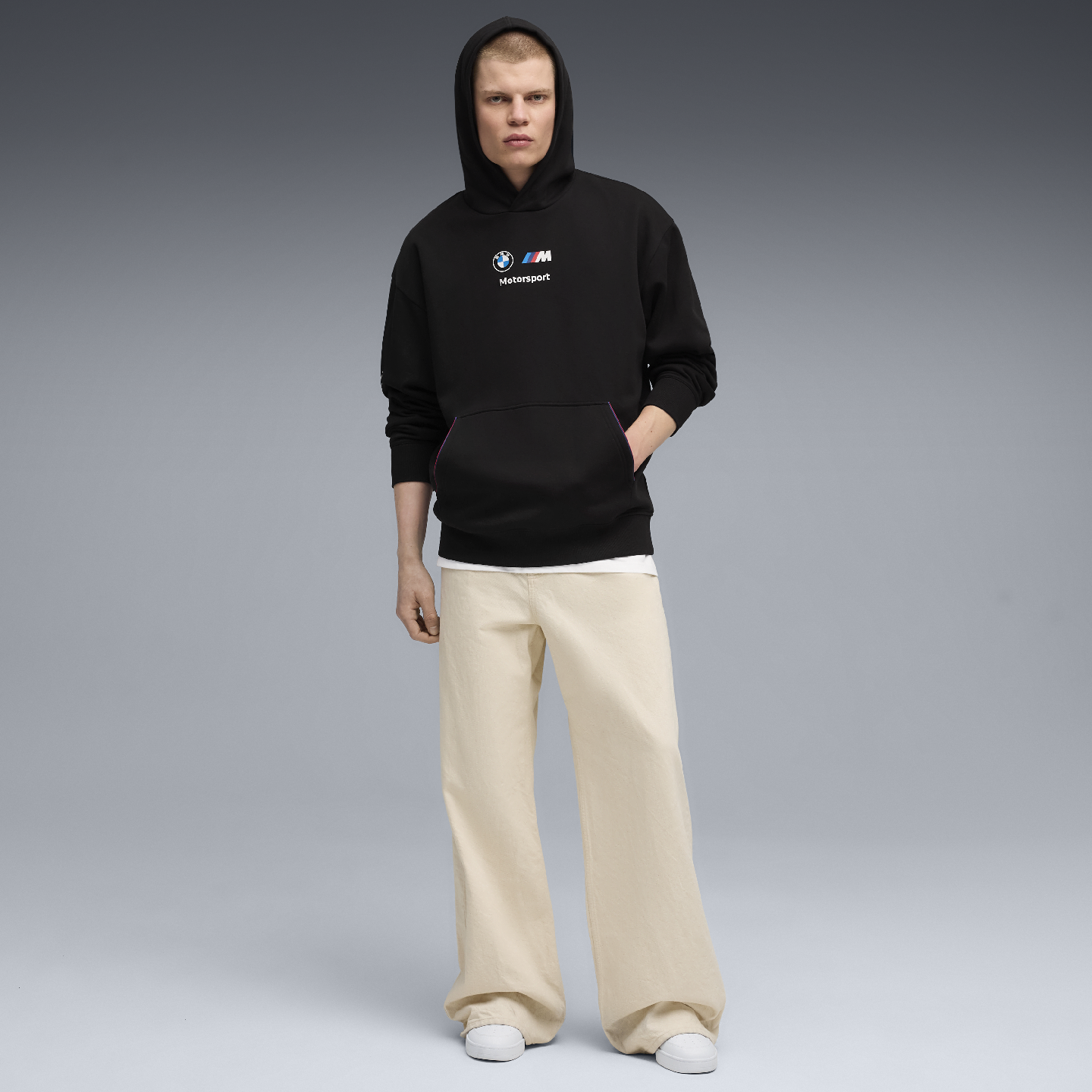 PUMA BMW M Motorsport Essential Hoodie Fleece Black Relaxed Fit