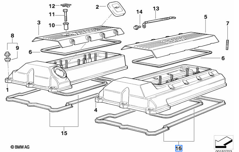 Genuine BMW M60 Rocker Cover Gasket Kit