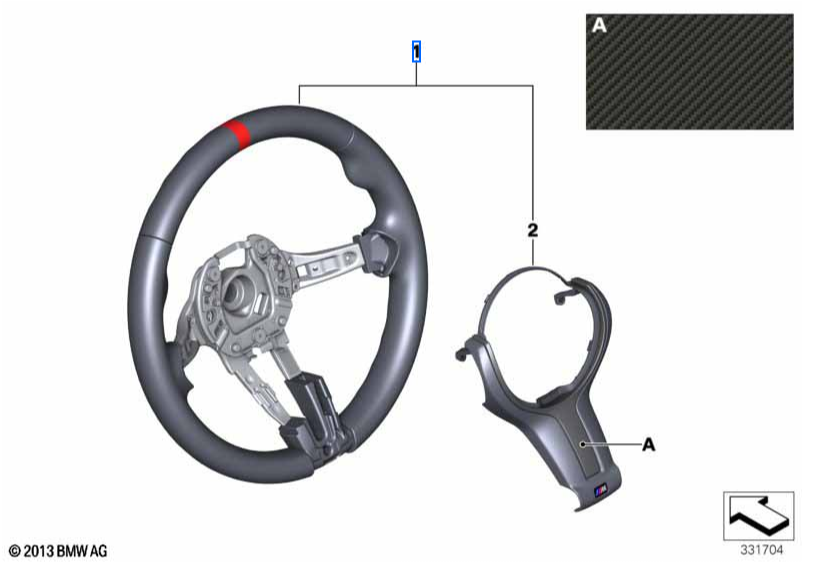 Genuine BMW M Performance Steering Wheel with Carbon Cover