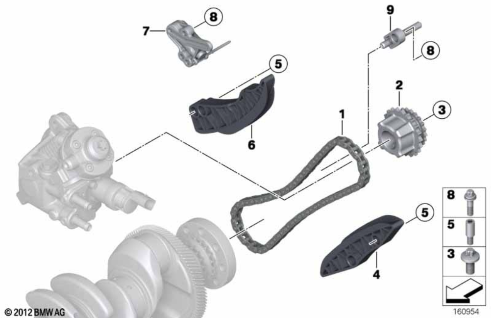 Genuine BMW Timing Chain Kit for N57 Engines Upper and Lower Chain