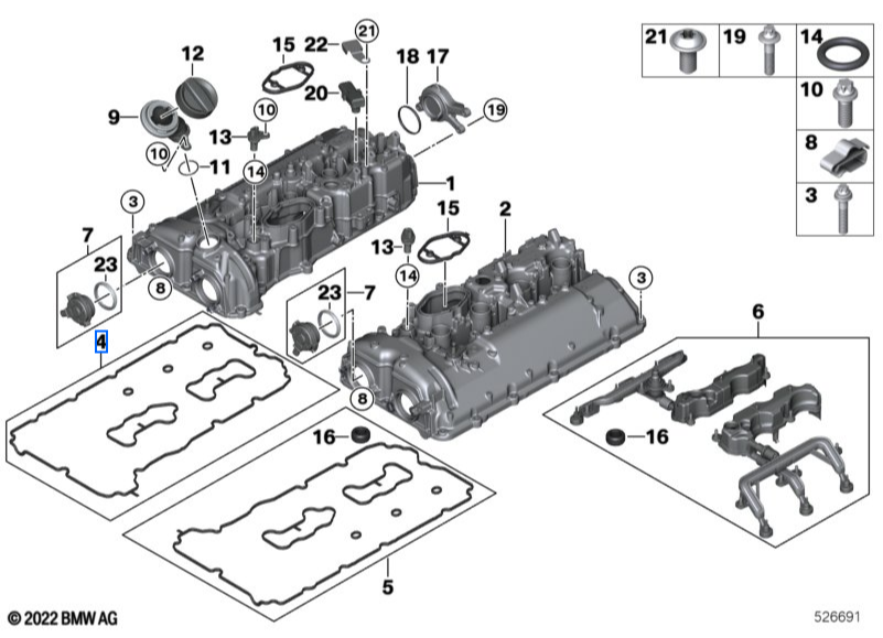 Genuine BMW N63B / S63 Rocker Cover Gasket Kit