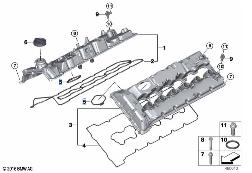 Genuine BMW N74 Rocker Cover Gasket Kit