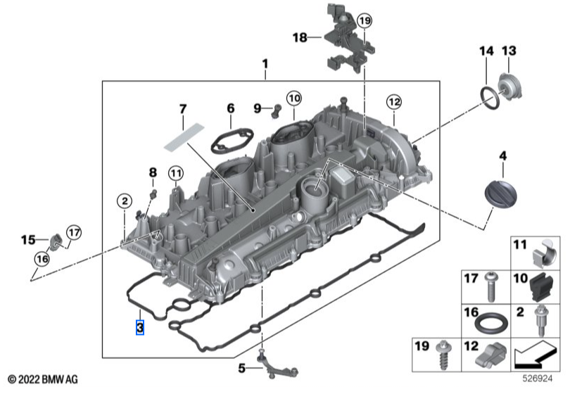 Genuine BMW S58 / S58T / S58O Rocker Cover Gasket