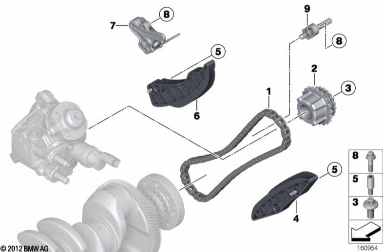 Genuine BMW Timing Chain Kit for B47 Engines Upper and Lower Chain