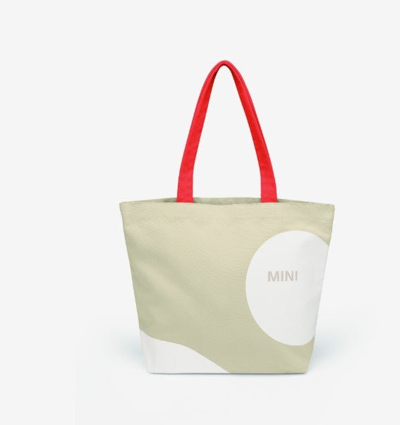 MINI Genuine Shopper Bag Car Face Detail Wordmark Vibrant Silver White Rebel Red