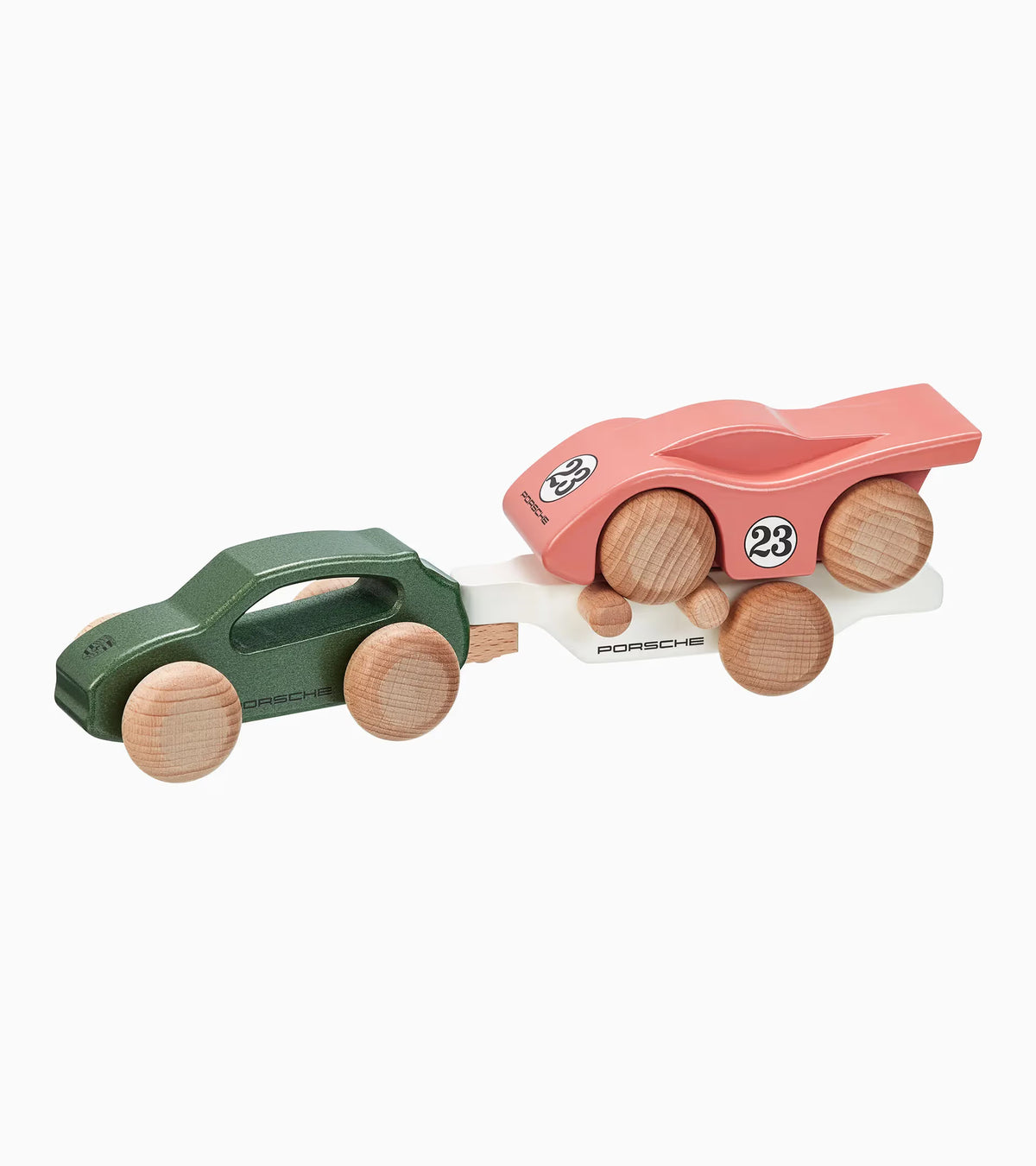 Porsche Macan wooden car with 917 trailer