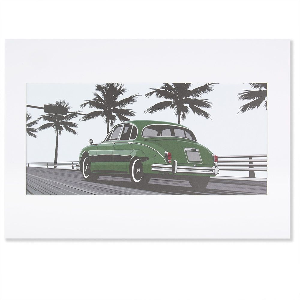 Jaguar Heritage Art Print - Grey & White (A3)