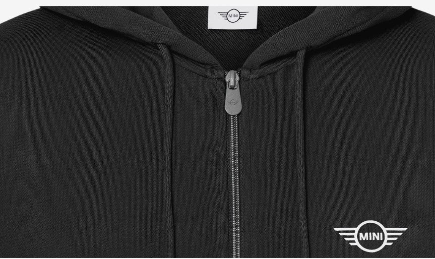 MINI Genuine Mens Zip Hoodie Sweatshirt Striped Binding Black