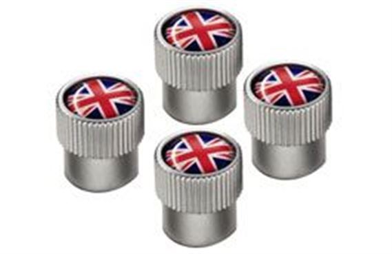 Jaguar Styled Tyre Valve Caps - Union Jack choose Black or Std - Set of 4