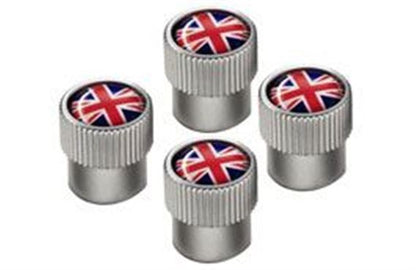 Jaguar Styled Tyre Valve Caps - Union Jack choose Black or Std - Set of 4