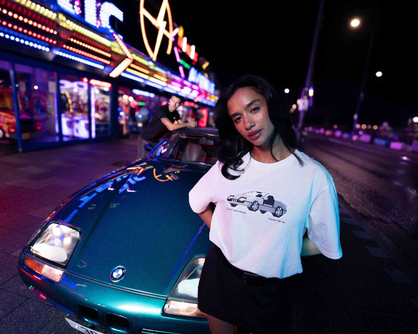 BMW T-Shirt Z1 Pixel Print Unisex White