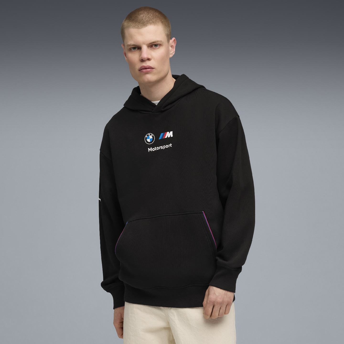 PUMA BMW M Motorsport Essential Hoodie Fleece Black Relaxed Fit