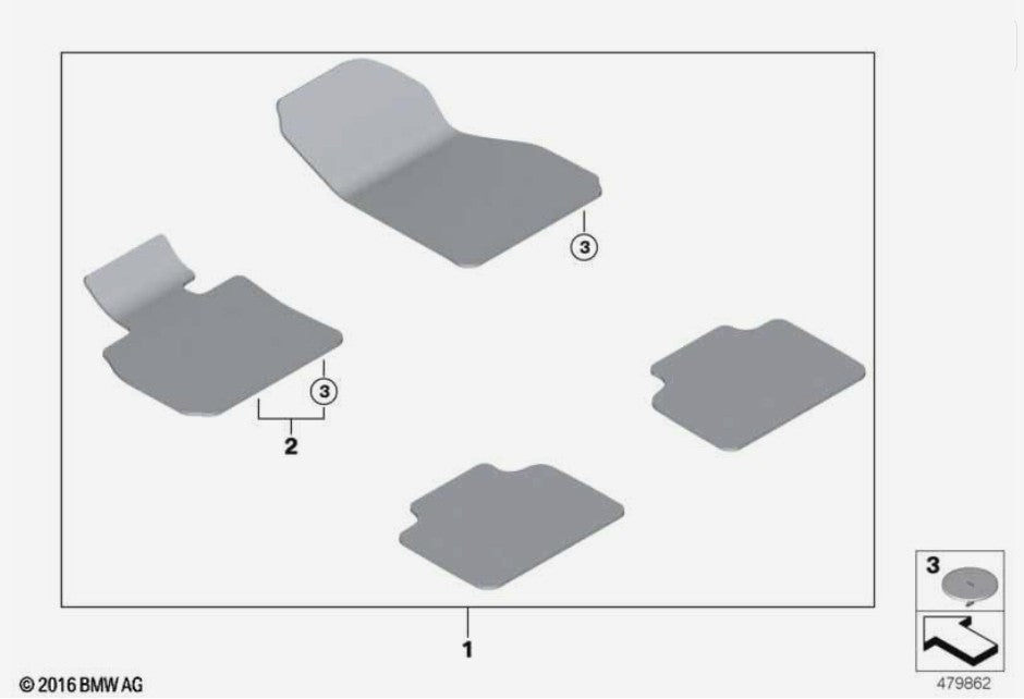 MINI Genuine Front Rear Car Floor Mats Set 4 Pieces Velour Countryman F60 model