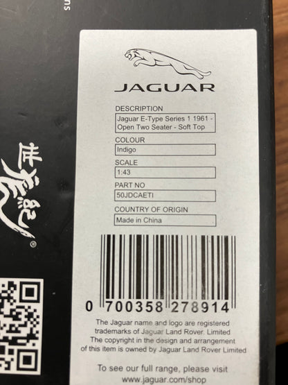 Jaguar 'Century Dragon' Model E-Type Series 1 Open 2 seater soft top Model 1:43