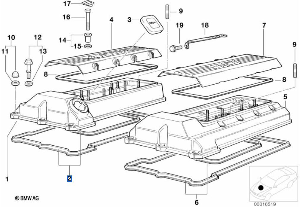 Genuine BMW M62 Rocker Cover Gasket Kit