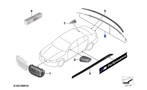 Genuine BMW M Performance Tailgate Trim Strip Set Black Rear 7 Series G11