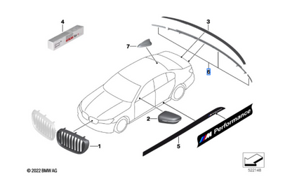 Genuine BMW M Performance Tailgate Trim Strip Set Black Rear 7 Series G11