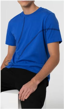 MINI Genuine Men's T-Shirt Tee Top Outline Print Wing Logo Cotton Blazing Blue