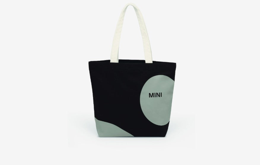 MINI Genuine Shopper Bag Car Face Detail Wordmark Black Grey White Deep Pocket