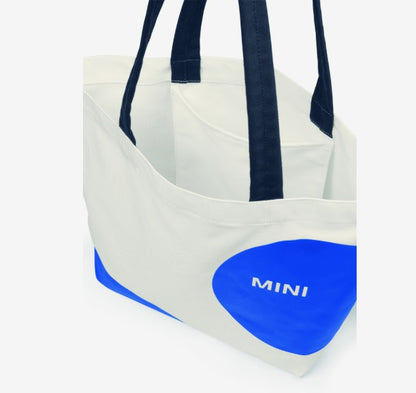 MINI Genuine Shopper Bag Car Face Detail Wordmark White Blazing Blue Indigo
