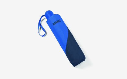 MINI Genuine Umbrella Foldable Car Face Detail Blazing Blue Indigo Push Button