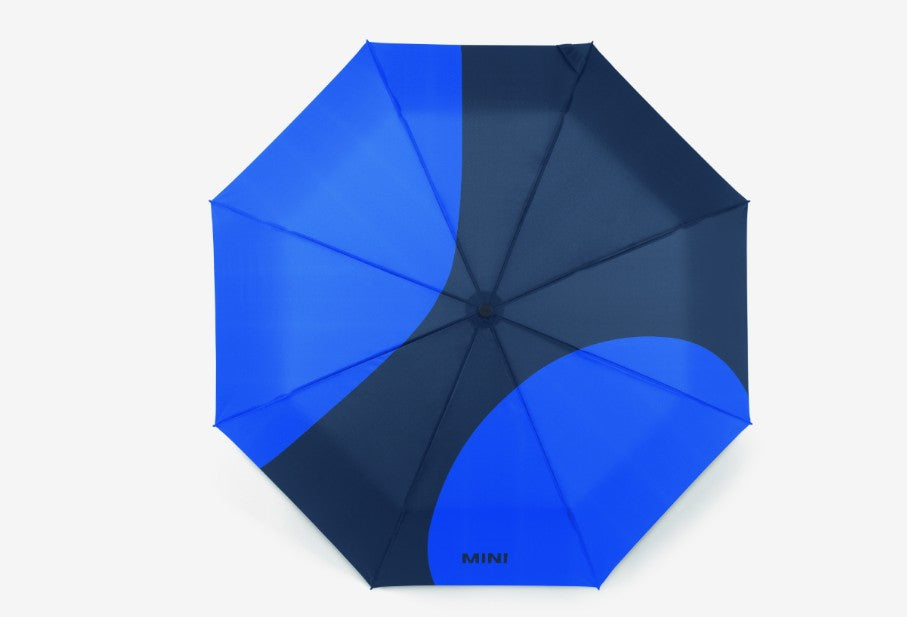 MINI Genuine Umbrella Foldable Car Face Detail Blazing Blue Indigo Push Button