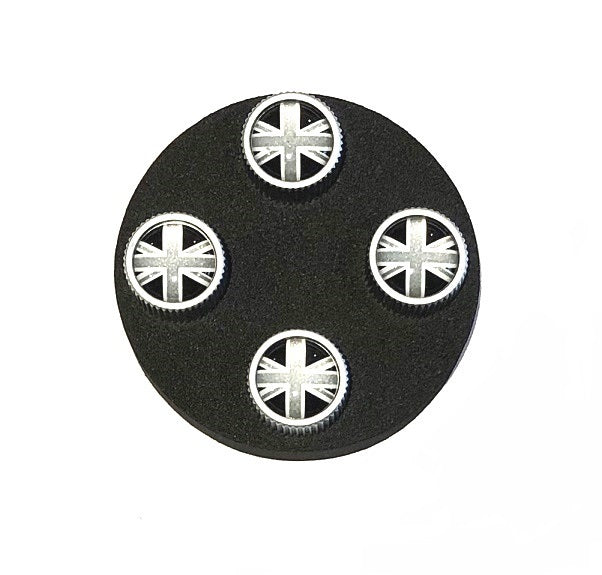Jaguar Styled Tyre Valve Caps - Union Jack choose Black or Std - Set of 4