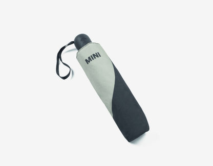 MINI Genuine Umbrella Foldable Car Face Detail Grey Black Push Button Strap