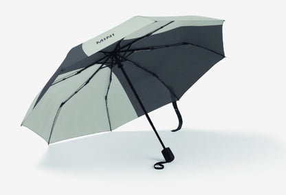 MINI Genuine Umbrella Foldable Car Face Detail Grey Black Push Button Strap