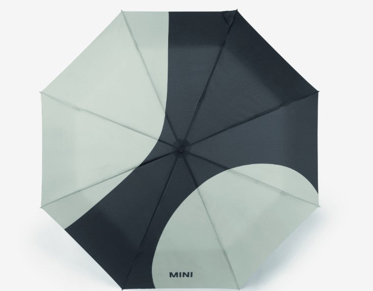 MINI Genuine Umbrella Foldable Car Face Detail Grey Black Push Button Strap