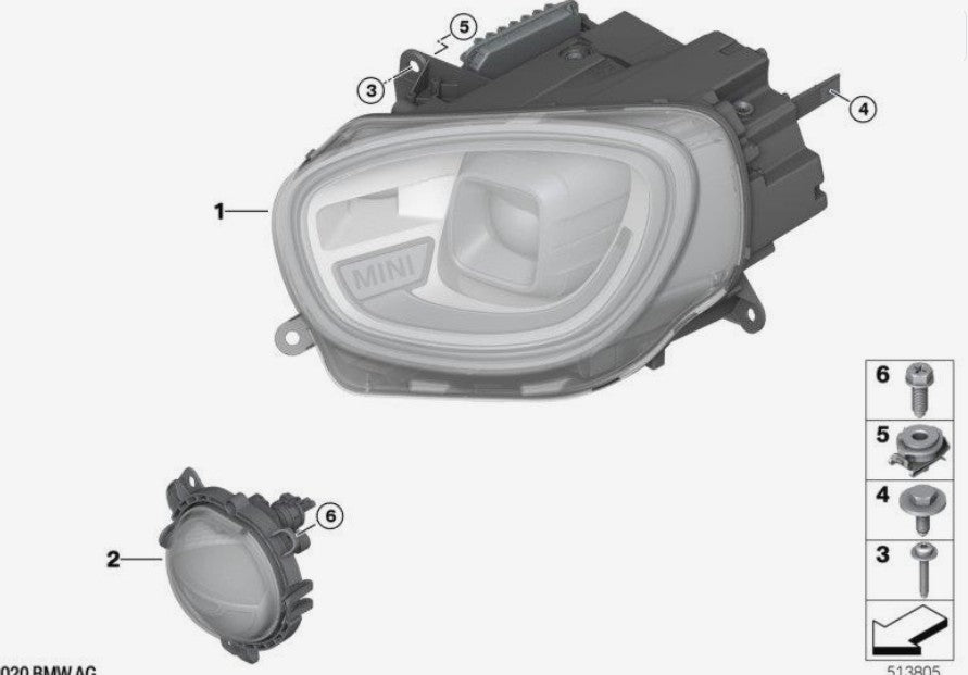 MINI Genuine Left Headlight LED Adaptive Black Fits F60 LCI Countryman