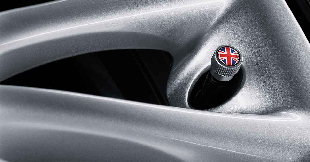 MINI Genuine Union Jack Design Wheel Valve Dust Caps Red / Blue