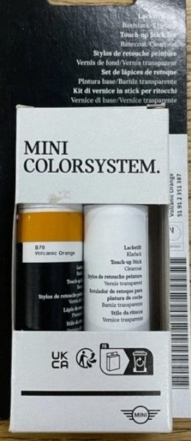 MINI genuine VOLCANIC ORANGE touch up paint, code B70