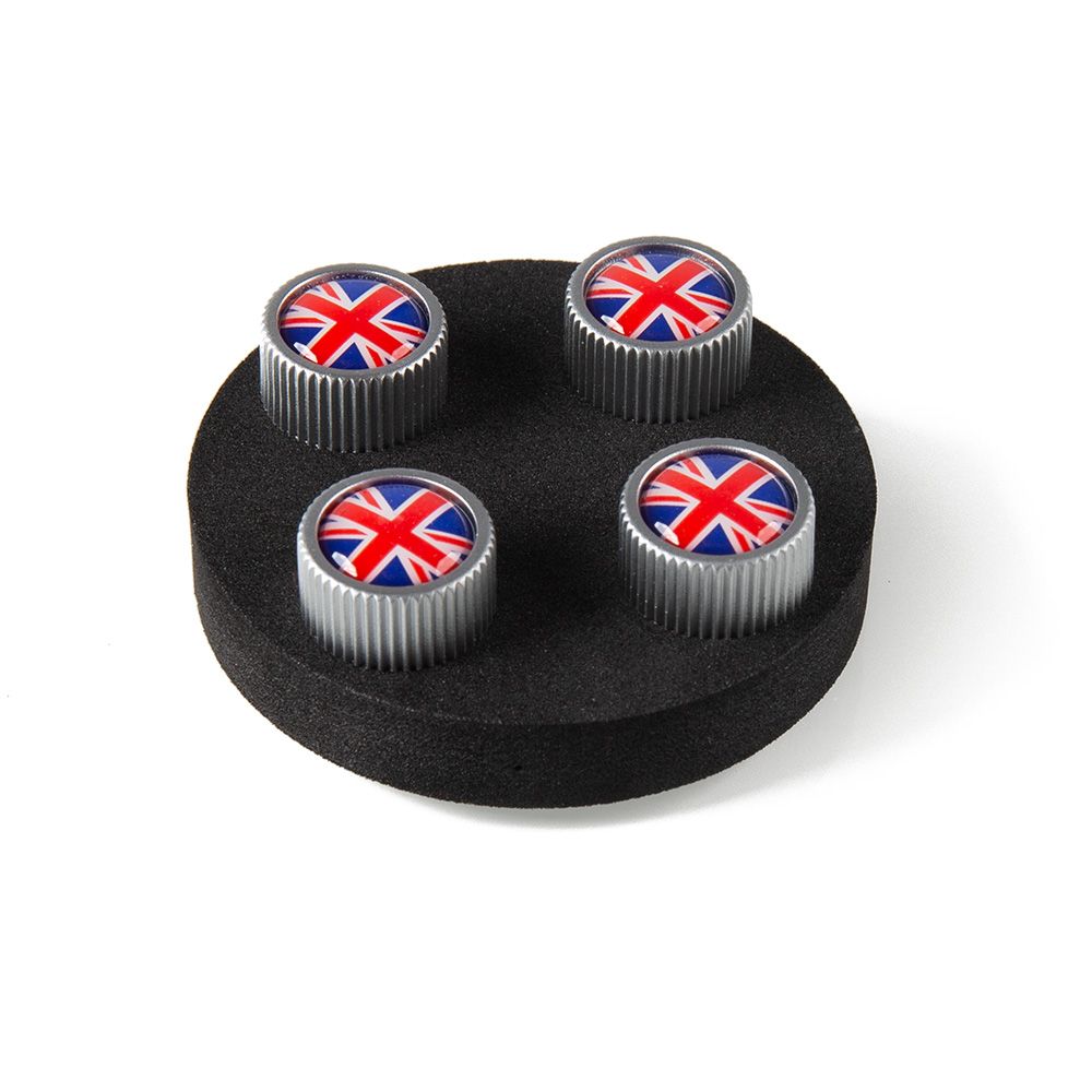 Jaguar Styled Tyre Valve Caps - Union Jack choose Black or Std - Set of 4