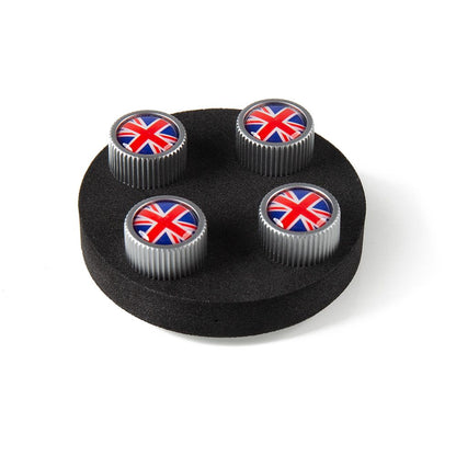 Jaguar Styled Tyre Valve Caps - Union Jack choose Black or Std - Set of 4