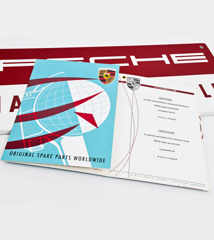 Enamel Porsche sign – 'ORIGINAL SPARE PARTS'